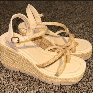 Beige wedge sandals